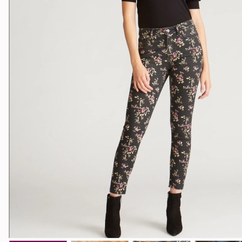 Driftwood Jackie Ditzy Garden Print Jeans Womens Size 27 Boho Romantic Artsy ASO